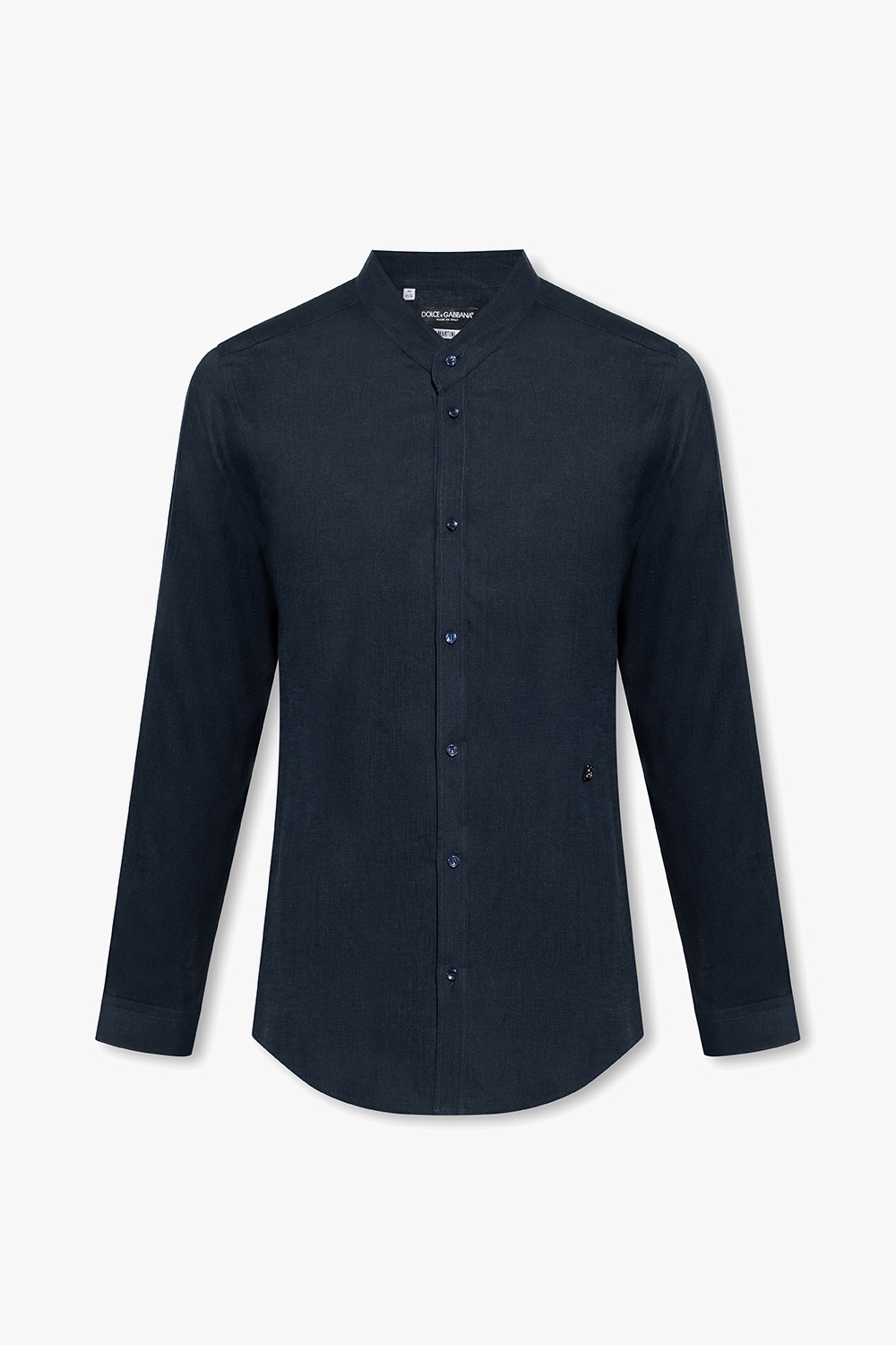 Dolce & Gabbana Linen shirt with standing collar | Men's Clothing